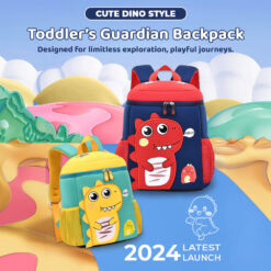 StarAndDaisy Cute Dinosaur School Bag Backpack, Waterproof and Lightweight Primary School Bag - Yellow & Green