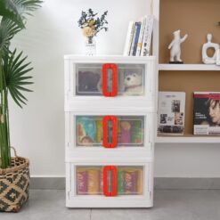 Kids Wardrobe - Storage Cabinet with Convertible Drawers Design (3 Stackable Cuboids - 72 Lt | Red) - StarAndDaisy