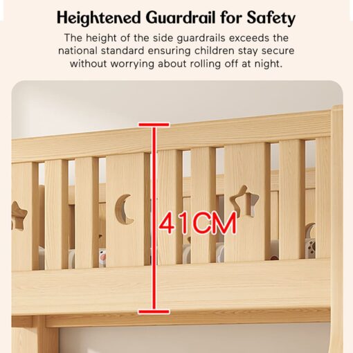 StarAndDaisy Premium Kids Bunk Bed without Ladder Storage, Double Decker Bed for Children with Bed Guardrail & Bookshelf (A1) - Image 5