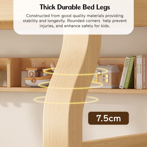 StarAndDaisy Premium Kids Bunk Bed without Ladder Storage, Double Decker Bed for Children with Bed Guardrail & Bookshelf (A1) - Image 8