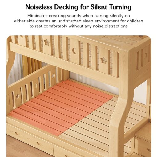 StarAndDaisy Premium Kids Bunk Bed without Ladder Storage, Double Decker Bed for Children with Bed Guardrail & Bookshelf (A1) - Image 9