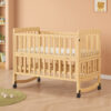 StarAndDaisy Multifunctional Baby Bed Crib Rocking Cot with Mattress, Universal Wheels & Mosquito Net Stand - (VersaWood-B25)