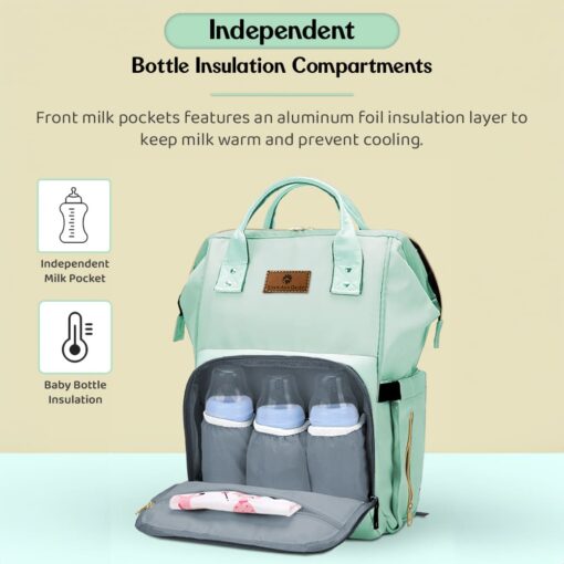 StarAndDaisy Trendy Maternity Backpack, Waterproof  Diaper Bags for Moms Travel with Spacious Compartments - Green - Image 5